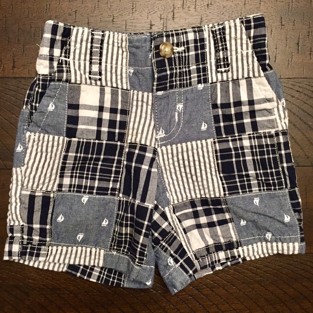 Gymboree Madras Plaid Sailboat Shorts